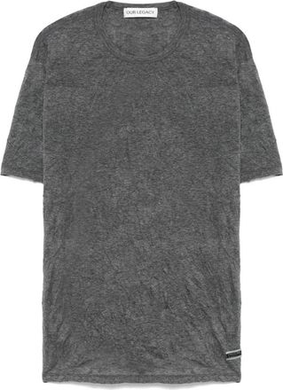 Our Legacy Antracietgrijze Crew Neck T-shirt Logo Patch - Heren - T-shirts - Grijs - M - Tops