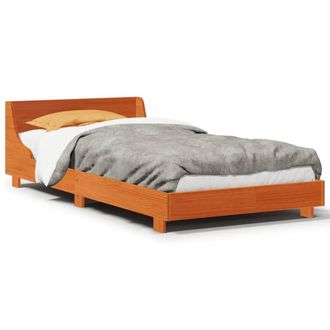 Berkfield Home Bed Frame Frame Wax Brown 75x190 cm Small Single Solid Wood Pine