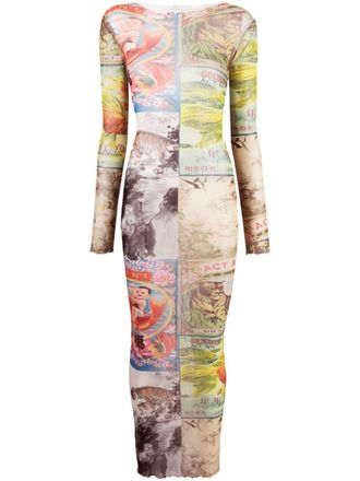 ACT N&ordm;1 graphic-print semi-sheer dress - Blue