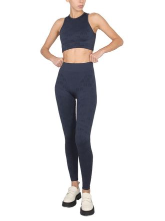 Rotate Logo-Print Cropped T-shirt - Blue