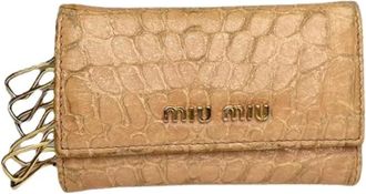 Miu Miu Pre-owned Leren Sleutelhouder - Dames - Vintage Accessoires - Beige - ONE Size - Leer - Vintage