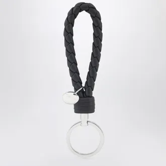 Bottega Veneta Tourmaline blue Intrecciato leather key ring