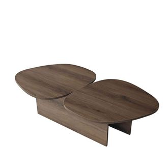 Calicosy Mesa de centro doble tablero org&aacute;nica l125 cm - nogal