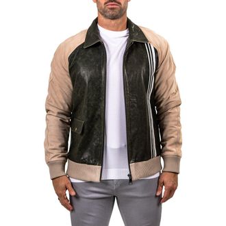 Maceoo Leather Bomber Jacket in Green at Nordstrom, Size 3