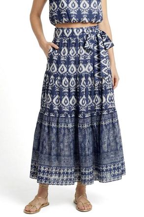 Change of Scenery Jenni Tiered Belted Smock Waist Skirt in Tivara Ikat at Nordstrom, Size X-Large