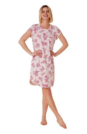 The Cats Pajamas Pima Knit Short Sleeved Sleep Shirt Floral in Malia at Nordstrom, Size X-Small