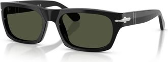 Persol Po 3398S Rechthoekige Zonnebril - Heren - Zonnebrillen - Zwart - 55 MM - Accessoires