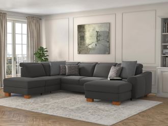 Sit&more Wohnlandschaft »Dundee U-Form« mit Federkern und Massivholzfüssen, wahlweise mit Kopfteilverstellung