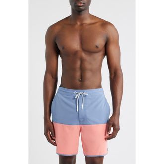 Johnnie-O Tully Colorblock Swim Trunks in Noreaster at Nordstrom, Size Xx-Large