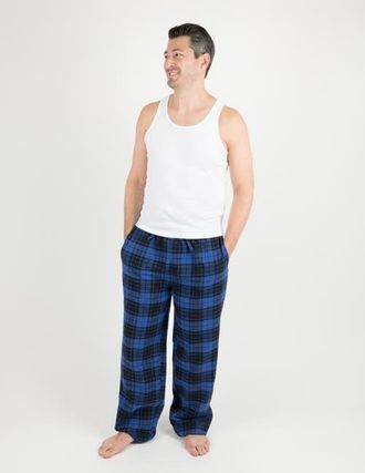 Leveret Mens Cotton Flannel Holiday Pajama Pants in Plaid Black & Navy at Nordstrom, Size Xxx-Large