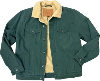 True Grit Mens Alpine Fleece Trucker Jacket In Green