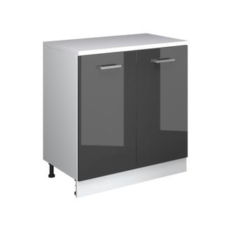 Vicco Armario De Cocina Para Techo Inclinado R-line, Antracita Alto Brillo, 80 Cm Sin Inclinaci&oacute;n Con 2 Puertas, Vicco