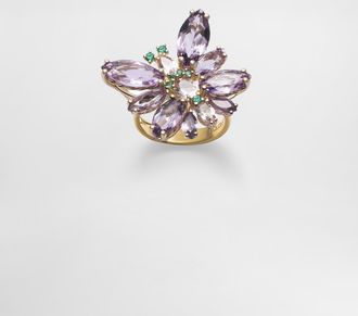 Dolce & Gabbana Butterfly Ring 18-carat Yellow Gold, Amethysts, Morganites, And Emeralds - Woman Rings Gold 46