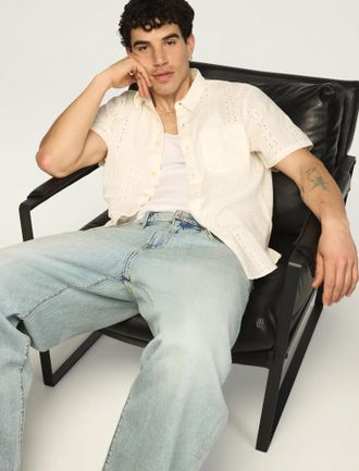 Lucky Brand Mens Novelty Eyelet San Gabriel Shirt