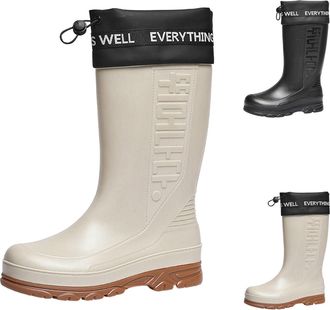 Generic Mid Calf Rain Boots for Men Wellington Slip On Tall Water Shoes Waterproof Slip Resistant Rubber Boots Outdoor Fishing Gardening Work Mud Boot for Men