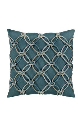 Elaine Smith Rope Hand Knotted Macrame Indoor & Outdoor Woven Accent Pillow in Lagoon at Nordstrom, Size 20X20