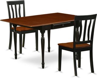 East West Furniture Dining Room Set Black & Cherry, MZAN3-BCH-W