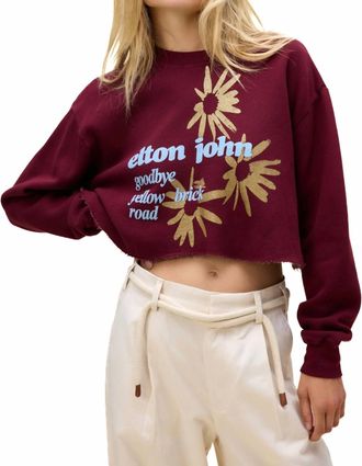 Daydreamer Elton John Yellow Brick Road Sweatshirt In Dark Cherry