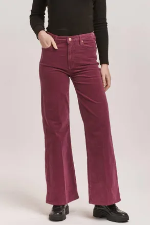 Dear John Denim Fiona Wide Leg Corduroy Pant In Plum Berry