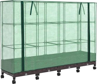 vidaXL Maceta De Jard&iacute;n Con Cubierta De Invernadero Y Ruedas 4 Uds. Pp Vidaxl