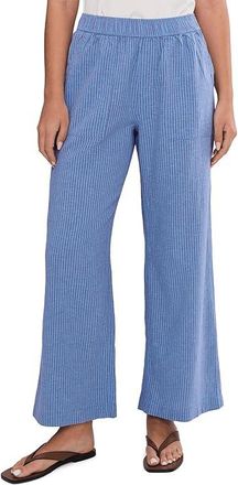Toad&Co Taj Hemp Wide Leg Pants Womens Dress Pants Blue Jay Railroad Stripe : LG (US 12-14) 27, Elastane/Hemp/Lyocell