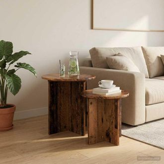 vidaXL Set Tavolini 2 Pz Legno Antico &Oslash; 45 X 45 Cm Vidaxl