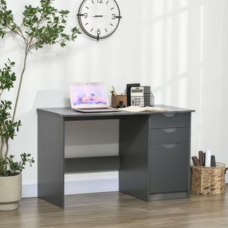 HOMCOM Computer Desk w/ Drawers Modern Writing Workstation for Home Office in Grey