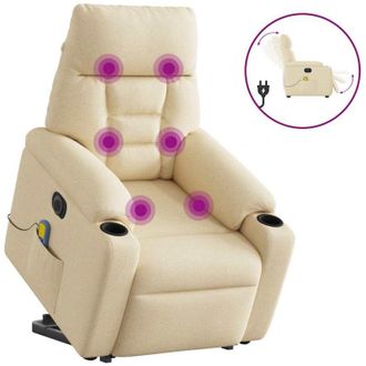 vidaXL Vidaxl - Sill&oacute;n De Masaje El&eacute;ctrico Reclinable Elevable Tela Crema