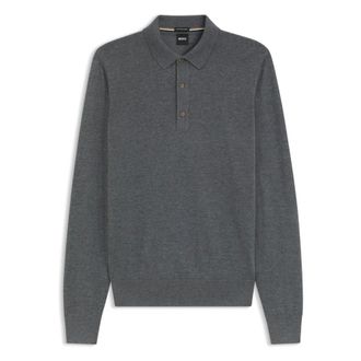HUGO BOSS Truien & Vesten, Heren, Grijs, L, Wol, Lancione Knit Polo