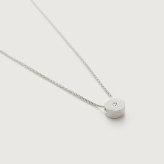 Monica Vinader Sterling Silver MV Linear Solo Diamond Necklace Adjustable 46cm/18 Diamond
