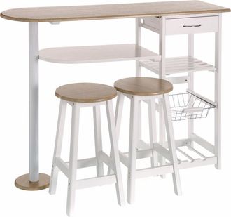 LOLAhome Mesa bar de madera blanca