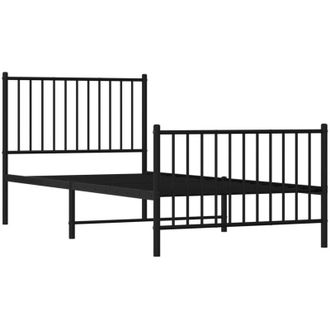 vidaXL Estructura Cama Sin Colch&oacute;n Con Estribo Metal Negro 90x200 Cm Vidaxl