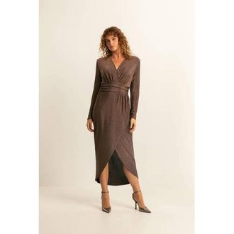 Expresso midi jurk met glitter goud