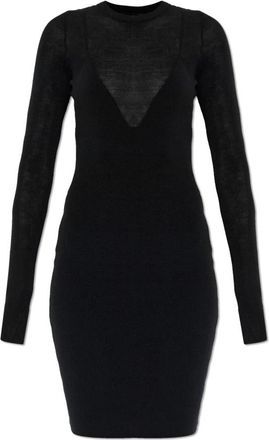 Versace Nauwsluitende Mini Gebreide Jurk - Dames - Kleedjes - Zwart - L - Wol - Kleedjes