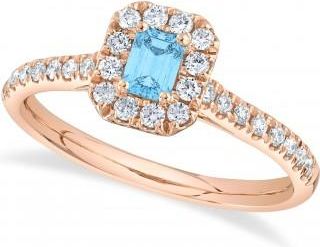 Allurez Emerald-Cut Blue Topaz Engagement Ring 14K Rose Gold (0.69ct)