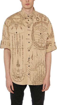 Dsquared2 Mens Print Cotton Shirt - Tan Metal - Size EU 46 (Mens)