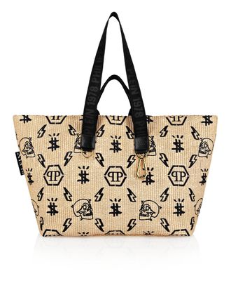 Philipp Plein Wicker Tote Bag Monogram