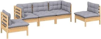 vidaXL Juego De Muebles De Jard&iacute;n 5 Pzas Y Cojines Madera Maciza Pino Vidaxl