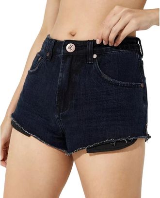 One Teaspoon The One High Waist Shorts - Dames - Denim shorts - Zwart - W25 - Leer - Korte Broeken