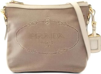 Prada Borsa a spalla con logo jacquard - Toni neutri
