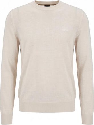 HUGO BOSS Merino Wol Trui - Heren - Ronde hals truien - Grijs - XL - Wol - Truien & Vesten