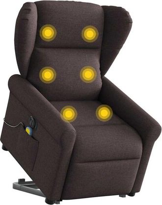 vidaXL Vidaxl - Sill&oacute;n Masaje El&eacute;ctrico Reclinable Elevable Tela Marr&oacute;n Oscuro