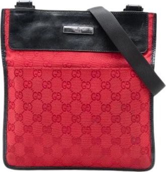 Gucci Pre-owned Canvas Crossbody Tas - Dames - Vintage Schoudertas - Rood - ONE Size - Vintage