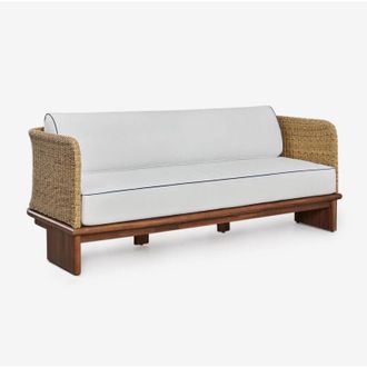 Sklum Sklum - Divano da giardino Famara a 3 posti in rattan e legno di acacia