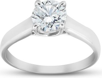 Pompeii3 1 ct Round Solitaire Diamond Engagement Ring 14k White Gold Size Selectable