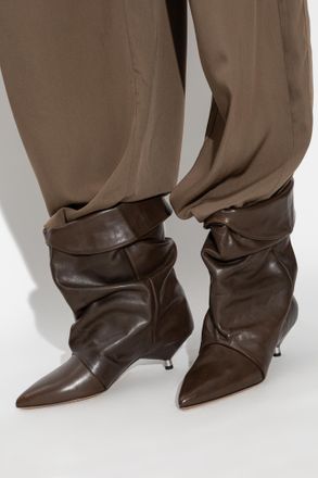 Isabel Marant Leather Heeled Ankle Boots Edrik, Womens, Brown
