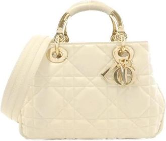 Dior Pre-owned Lady 95.22 Calf Handbag - Dames - Vintage Handtas - Beige - ONE Size - Leer - Vintage