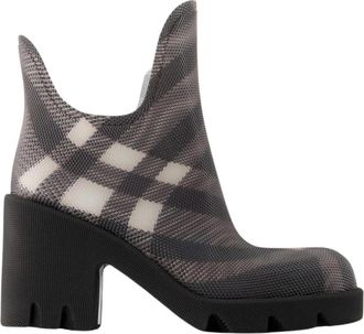 Burberry Check Knit Enkellaarsjes - Dames - Regenlaarzen - Zwart - 35 EU - Schoenen