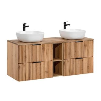Petits Meubles Mueble lavabo 2 nichos estratificado marr&oacute;n