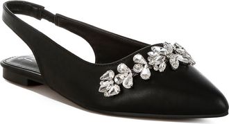 London Rag Adhara Rhinestone Embellished Slingback Flat in Black at Nordstrom Rack, Size 8